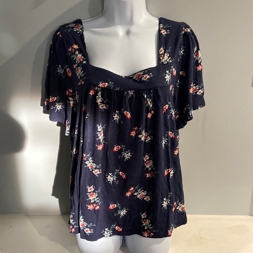 Womens Lucky Brand boxy flutter sleeve blouse size XL GUC!
